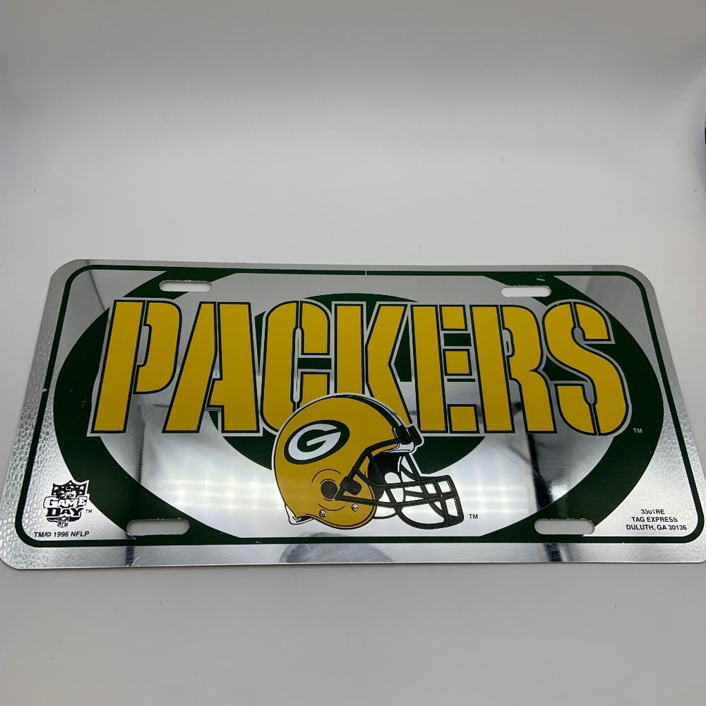 Vintage 1996 Tag Express Green Bay Packers Plastic Decorative License Plate